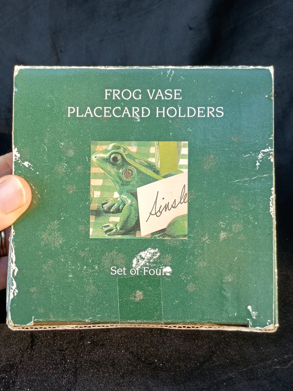 Vtg 1990s Frog Bud Vase Place Card Holders Two's Company New Old Stock Set of 4
